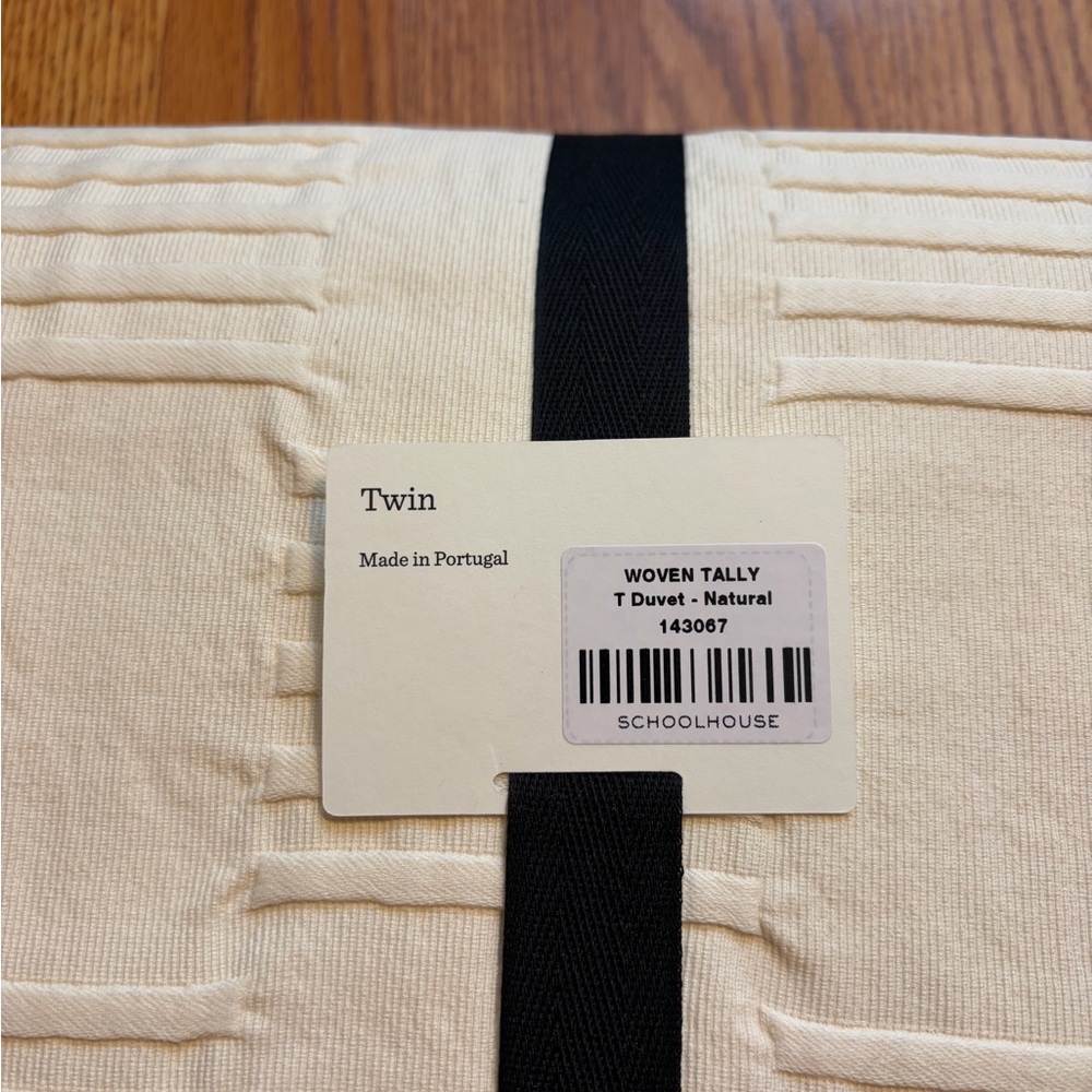 NEW Schoolhouse Woven Tally Natural Duvet Cover Twin - Picture 3 of 3